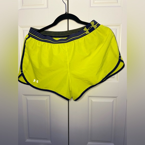 Under Armour Women's Neon Yellow Athletic Shorts - Picture 1 of 3